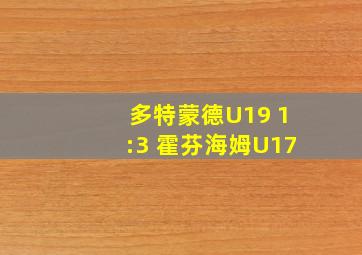 多特蒙德U19 1:3 霍芬海姆U17